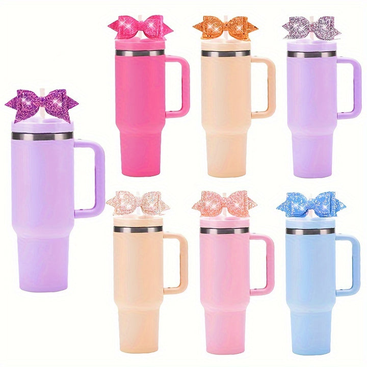 3pcs Bow Shaped For Straw Water Cup, Creative Cup Accessories, Holiday Decor, Office Decor, Wedding Decor, Party Supplies - Total Trends Fusion