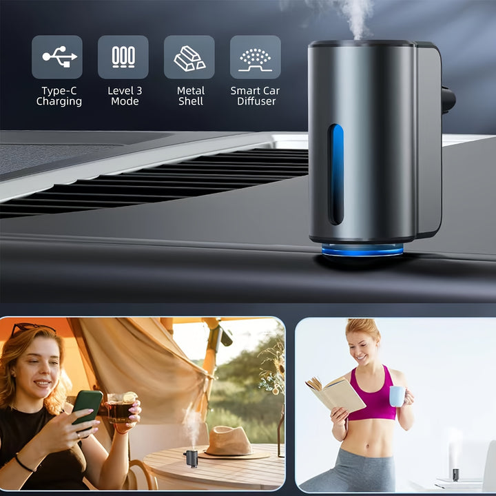 Smart Car Air Aromatherapy Diffuser, Fragrance Car Air fresheners with Three Adjustable, Humidifier Essential Oil Diffuser for Vehicle - Total Trends Fusion