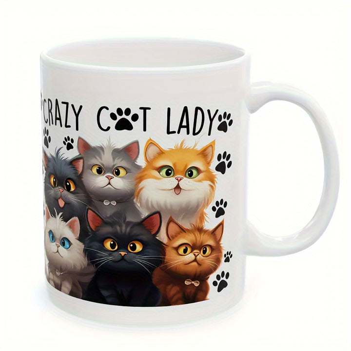 11oz Crazy Cat Lady White Ceramic Coffee Mug, Tea Cup - Dishwasher & Microwave Safe - Birthday Gift, Holiday Gift, Gift For Her, Halloween