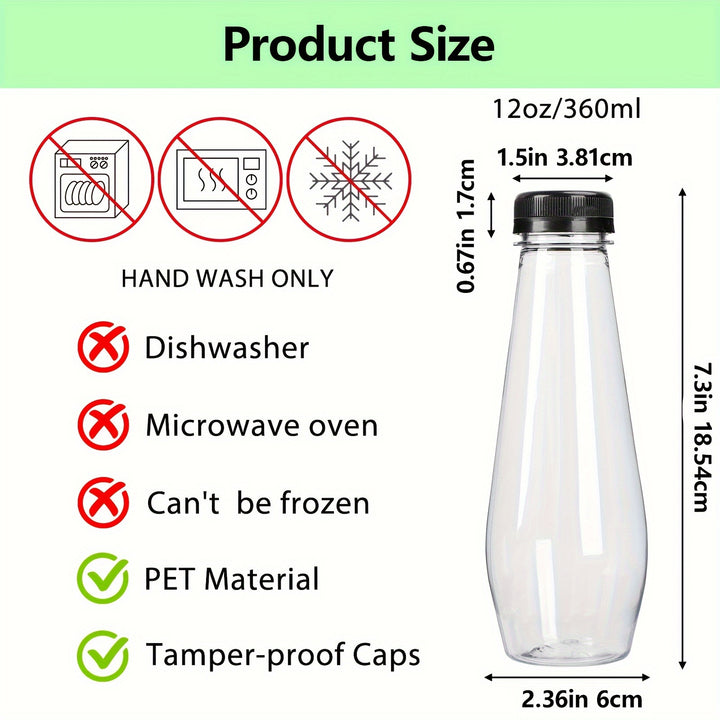 40pcs Juice Bottles, Empty Plastic Juicing Bottles with Caps, 12oz Cone Reusable Clear Bulk Beverage Containers for Juicing, Drinking, Milkshake, Tea, can store juices, milk, can seal your food well, 7.3x2.36in - Total Trends Fusion