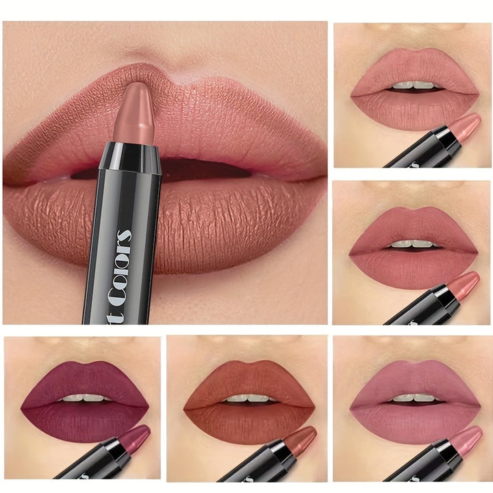 6 pieces, crayon lipstick, matte lipstick, easy coloring lipliner, durable easy coloring moisturizing lipstick for Halloween - Total Trends Fusion