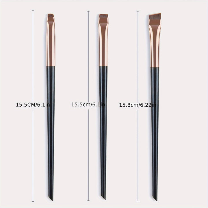 3Pcs Ultra-Thin Eyebrow Brush Set - Angled Precision Eyeliner Makeup Brushes, Synthetic Bristles Slanted Eye Brow Tinting Kit