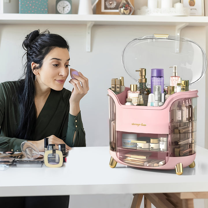 Makeup Storage Organiser with Clear Lid, Skincare Organiser Drawers Beauty Holder Cosmetic Organisers for Bathroom, DressingTable Organiser Dustproof Waterproof - Total Trends Fusion