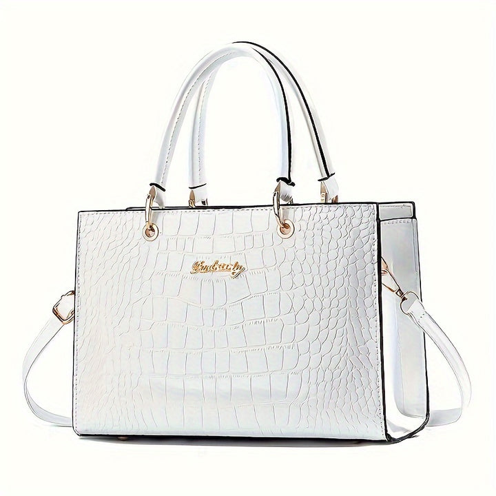 Chic Crocodile-Pattern Shoulder Bag for Women: Elegant, Versatile with Secure Zipper, Polyester-Lined Messenger Bag for Every Occasion - Total Trends Fusion