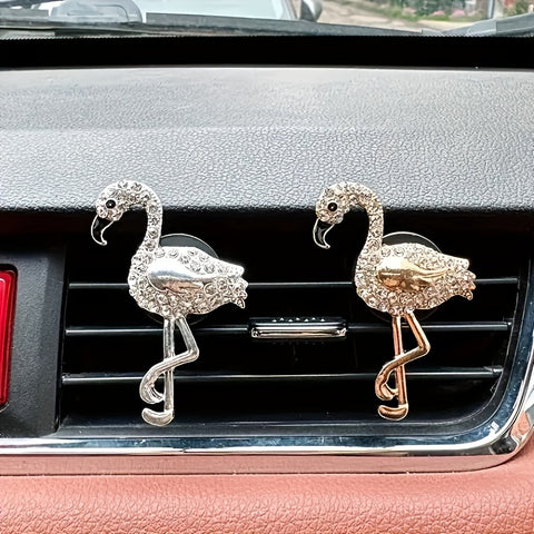 Flamingo Rhinestone Car Air Freshener Clip - Cute Aromatherapy Vent Diffuser For Vehicle Interior Decor Cute Car Air Freshener Car Fragrance Air Freshener - Total Trends Fusion
