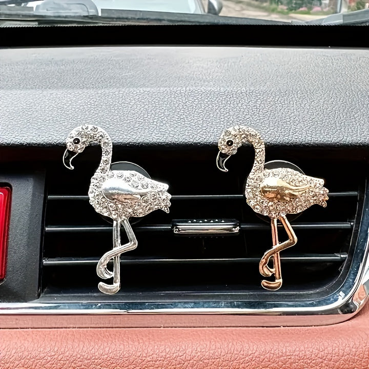 Flamingo Rhinestone Car Air Freshener Clip - Cute Aromatherapy Vent Diffuser For Vehicle Interior Decor Cute Car Air Freshener Car Fragrance Air Freshener - Total Trends Fusion