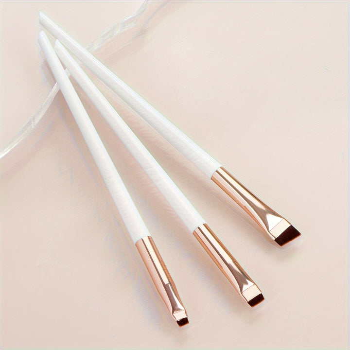 3Pcs Ultra-Thin Eyebrow Brush Set - Angled Precision Eyeliner Makeup Brushes, Synthetic Bristles Slanted Eye Brow Tinting Kit - Total Trends Fusion