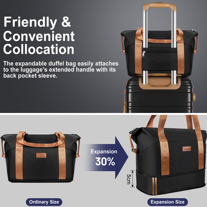 Expandable Suitcase Set Luggage Sets, 20 inch Carry On Luggage - Travel Duffel Bag with TSA Lock and Double Spinner Wheels