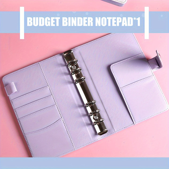 Multifunctional A6 Budget Binder with 12 Clear Zip Pockets and 12 Budget Sheets PU Cash Envelopes Portable Envelopes Organizer for Budgeting and Money Saving - Total Trends Fusion