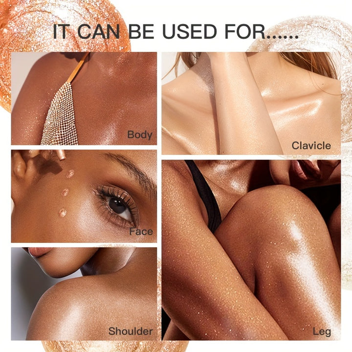 Ushas Liquid Highlighter, 4 Colors Glitter Metallic Liquid Highlighter Brightening For Face & Body For Music Festival - Total Trends Fusion