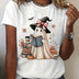 Women's Casual Crew Neck T-Shirt with Halloween Ghost, Book & Pumpkins Graphic, Knit Polyester Blend, Regular Length Short Sleeve Top for Summer - Total Trends Fusion