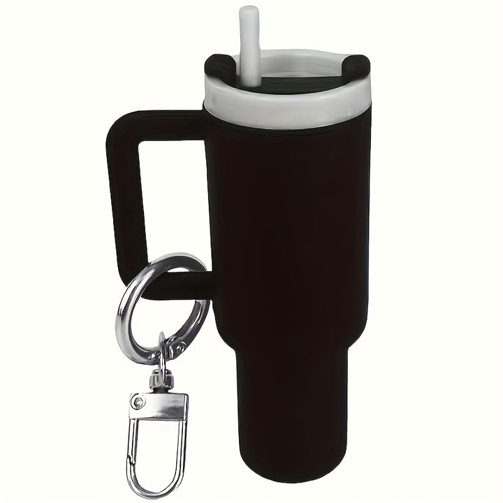 Chic Cartoon-Themed Mini Cup Keychain - Pvc, Climbing Clip Design For Women & Men - Perfect For Stanley Cups, School Bags & Anniversary Gifts - Total Trends Fusion
