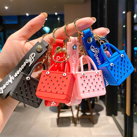 4 Pieces Beach Chic Silicone Cartoon Handbags with Personalized Accessories, PVC Cute Key Chains for Women's Shiny Keys, Fashionable Simulation Design - Total Trends Fusion