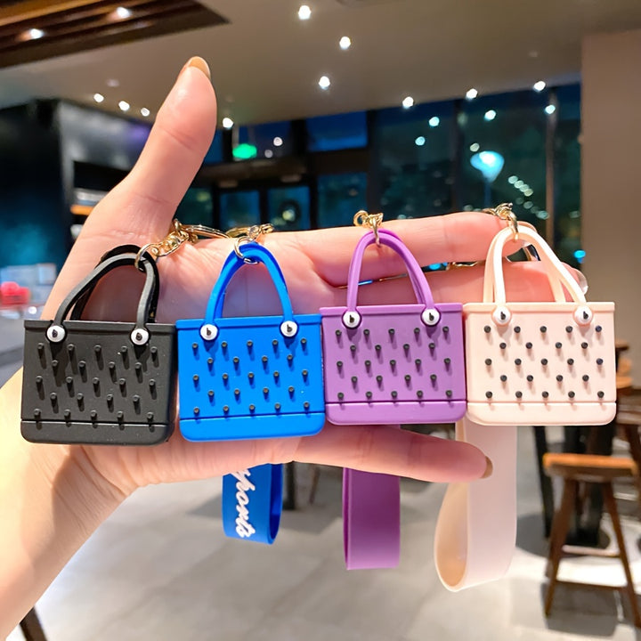 4 Pieces Beach Chic Silicone Cartoon Handbags with Personalized Accessories, PVC Cute Key Chains for Women's Shiny Keys, Fashionable Simulation Design - Total Trends Fusion