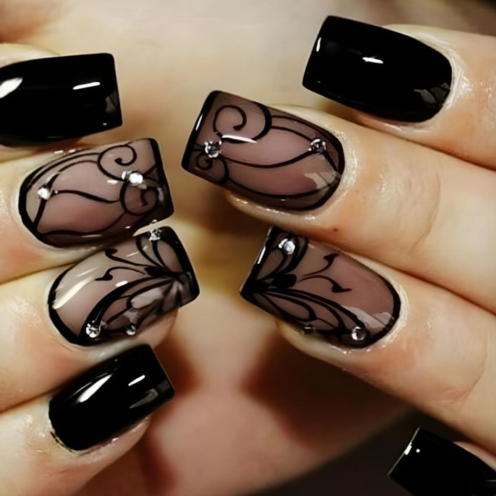 French Tip Press on Nails Short Square Fake Nails with Leopard Print French Bow Designs Nude Glue on Nails Press Ons Glossy False Nails Reusable Cute Stick on Nails for Women 24 Pcs