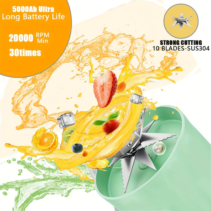 Portable Juicer Blender Cup 40.5oz/1200ml, One Cup And Two Lids (drink Lid And Juicer Lid), Super Large Capacity, Free Silicone Straw And TYPE-C Charging Cable - Total Trends Fusion