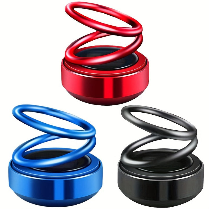 3 pcs Solar rotating double ring hanging car aromatherapy decoration Cool solar double ring hanging car perfume Refillable solar car air freshener Solar creative car perfume Creative three-piece car perfume decoration - Total Trends Fusion