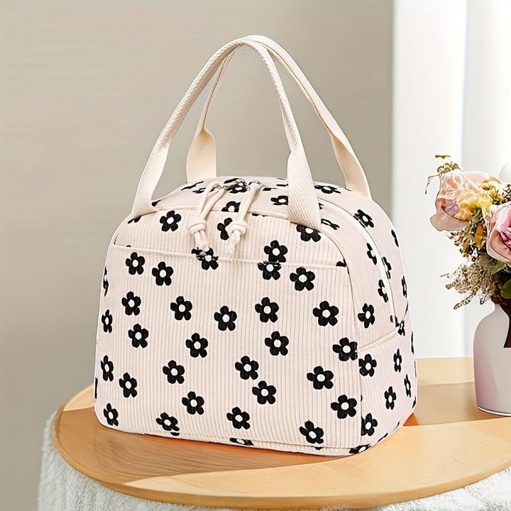 LEDAOU Lunch Box for Women Insulated Lunch Bag Corduroy Lunch Tote Bags Leakproof Cooler Lunch Case for Travel Work Picnic - Total Trends Fusion