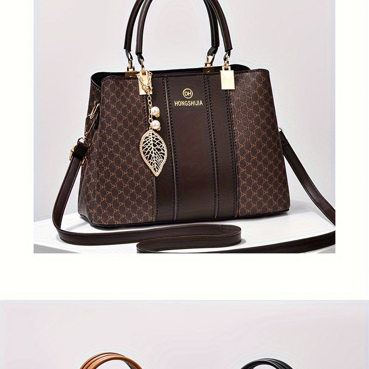 Fashionable texture and versatile large capacity printed letter handbag