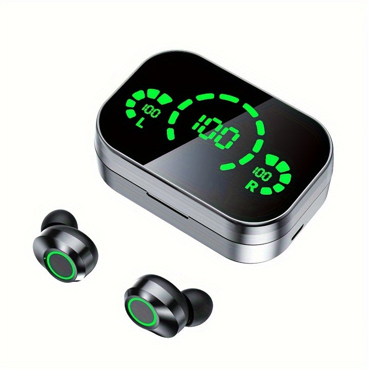 2024 New Wireless Earbuds Mini Earphone Digital Display TWS Earbuds Wireless chip5.3 Type-C (Black) - Total Trends Fusion