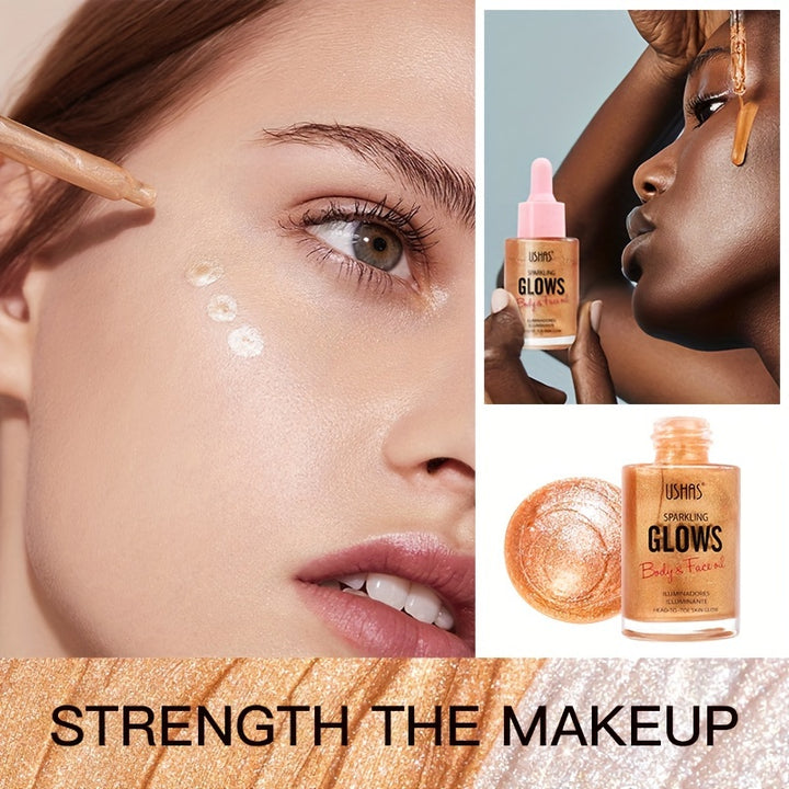 Ushas Liquid Highlighter, 4 Colors Glitter Metallic Liquid Highlighter Brightening For Face & Body For Music Festival - Total Trends Fusion