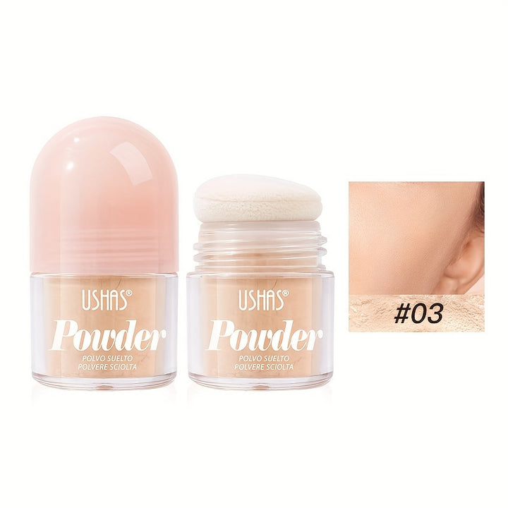 Ushas Long-Lasting Loose Powder With Mushroom Head - Oil Control, Whitening, Waterproof & Sweatproof - Total Trends Fusion