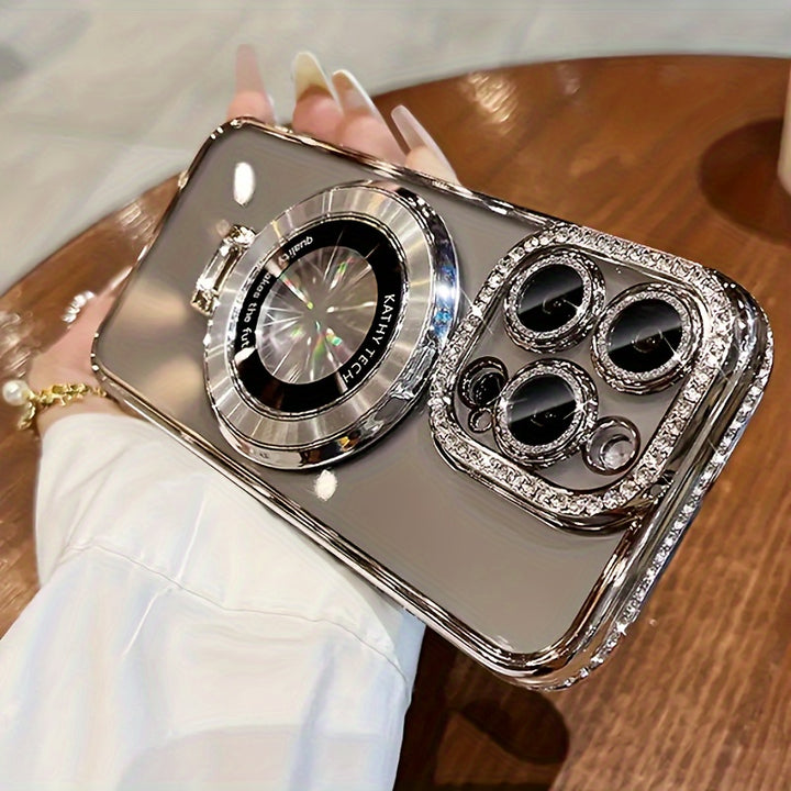 Luxury Bling Glitter Ring Bracket Magnetic Plating Phone Case For IPhone 15 14 13 12 11 Pro Max 15 Plus Kickstand Shockproof Soft Back Cove Accessories Protection - Total Trends Fusion