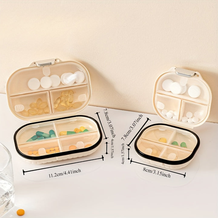 Portable sealed seven-compartment pill storage box, can record time divided into large and small two models. Can be used as fish oil, vitamins, pills storage box. Travel Pill Box - Total Trends Fusion