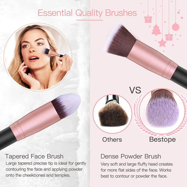16Pcs Makeup Brushes Set, 4Pcs Beauty Blender Sponge Set and 1 Brush Cleaner, Premium Synthetic Foundation Brushes