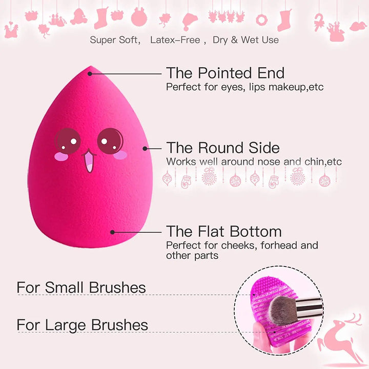 16Pcs Makeup Brushes Set, 4Pcs Beauty Blender Sponge Set and 1 Brush Cleaner, Premium Synthetic Foundation Brushes