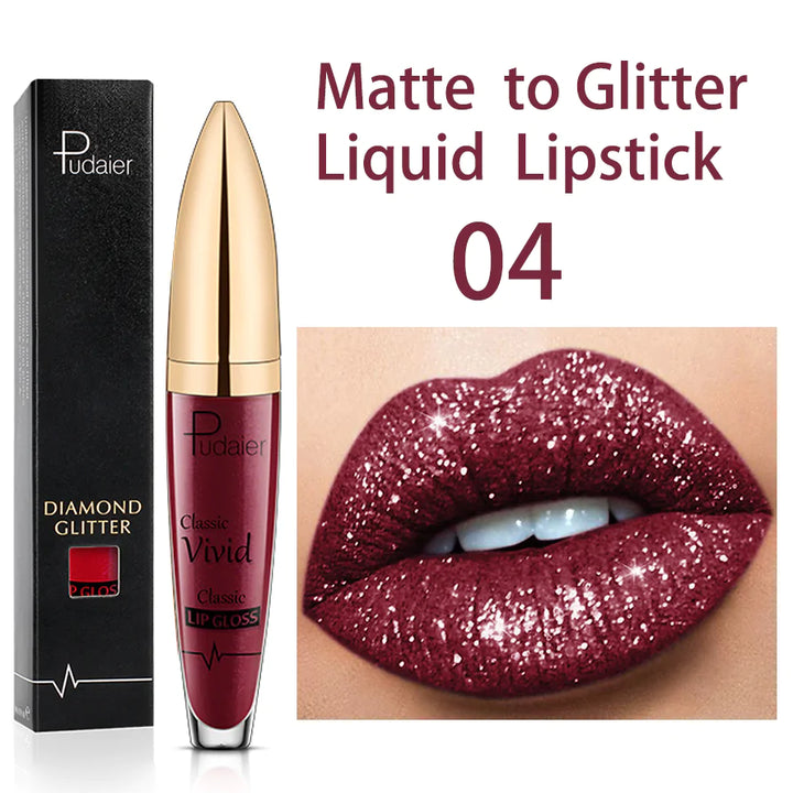 Waterproof Diamond Glitter Lip Gloss Shimmer Pearl Colour Lip Gloss 18 Colors Matte Glitter Liquid Diamond Lipstick