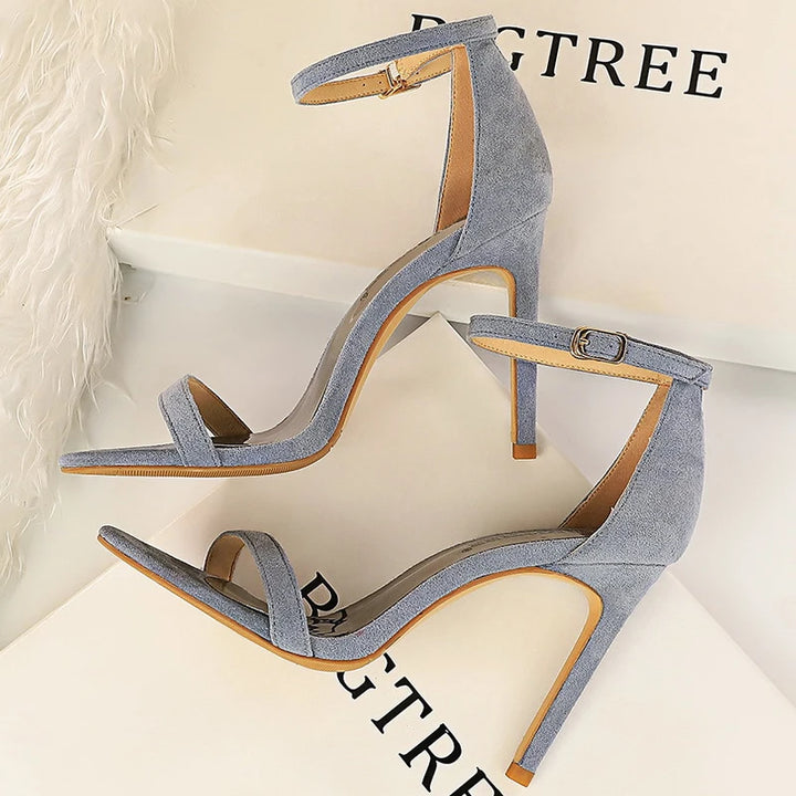 BIGTREE Shoes Summer Women Sandals Suede Hollow High Heels Stiletto Fashion Sandles Women Heels Ladies Shoes Women's Sandals - Total Trends Fusion