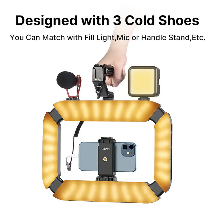 Ulanzi U200 U-200 Smartphone Video Rig LED Video Light 2 in 1 Ring Light Cold Shoe for Microphone Tiktok Youtube Live Rig Light - Total Trends Fusion