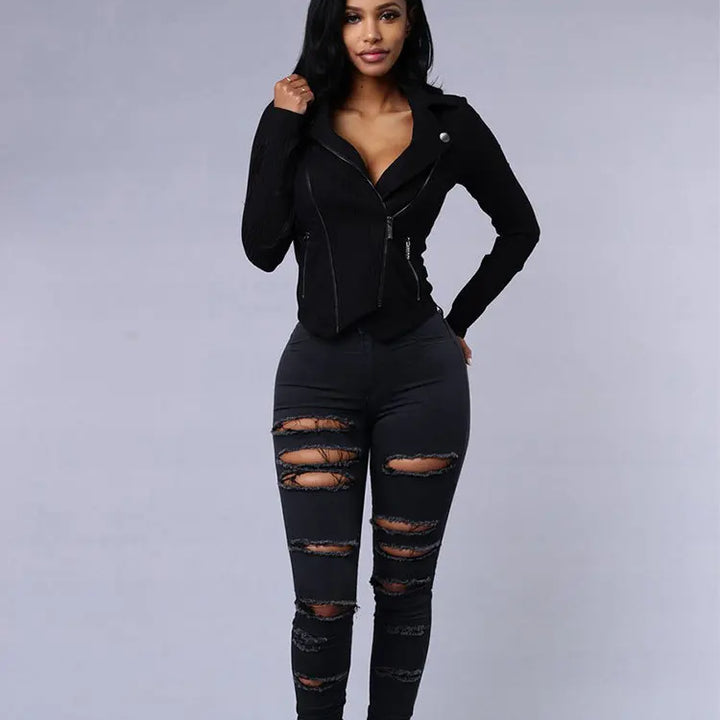 Hot sale ripped jeans for women sexy skinny denim jeans fashion street casual pencil pants female spring and summer clothing