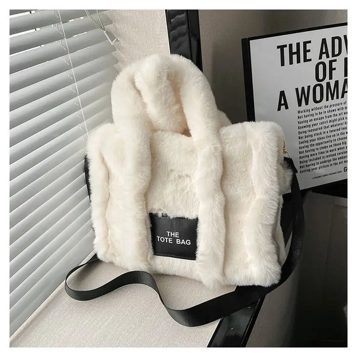 JIAERDi Casual Fur Tote Bag For Women Luxury Handbag  Autumn Winter Plush Messenger Bag Harajuku Aesthetic Shopper Bag Female