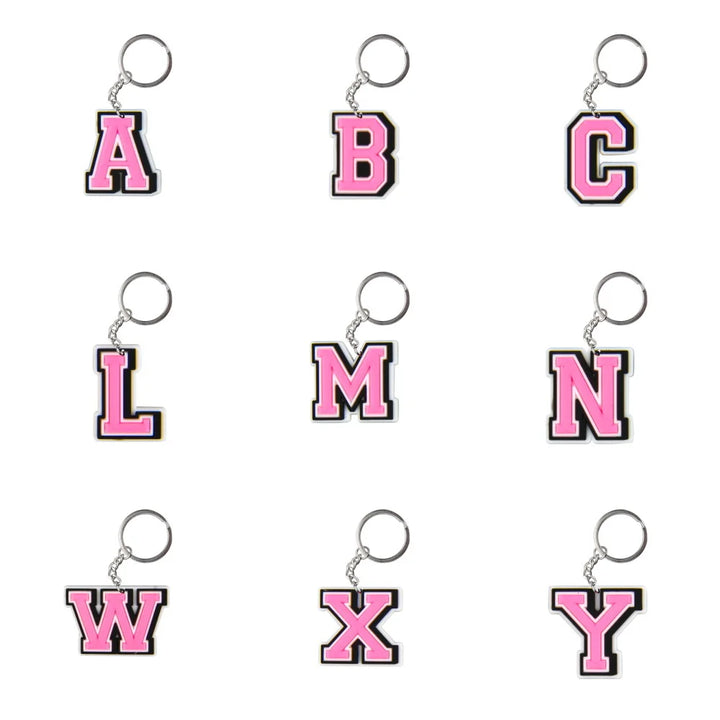 1pcs Cute Cartoon Pink Keychains Boys Girls A-Z Keyrings Kids Alphabet Key Chains Letter Key Rings For Birthday Gifts - Total Trends Fusion