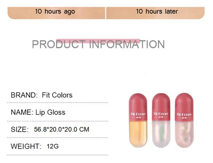 Mini Capsule Liquid Lip Blam Moisturizing Transparent Color Changing Lip Plumping Oil Mirror Jelly Plumping Lip Gloss Cosmetic