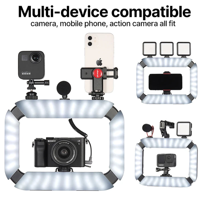 Ulanzi U200 U-200 Smartphone Video Rig LED Video Light 2 in 1 Ring Light Cold Shoe for Microphone Tiktok Youtube Live Rig Light - Total Trends Fusion