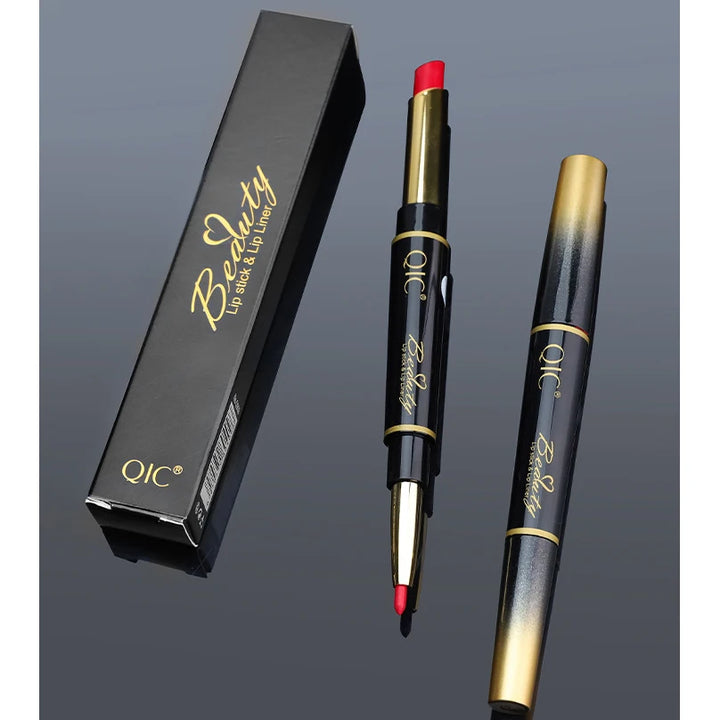 2 IN 1 Lip Liner Waterproof Matte Lipstick Pencil Sexy Red Long Lasting Lipliner Makeup Cosmetics - Total Trends Fusion