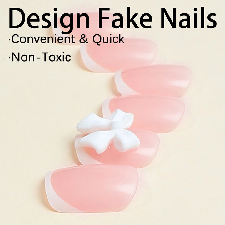 "French Tips Press-On Nails | Elegant Long-Lasting Artificial Manicure"
