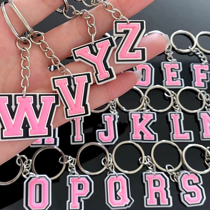 1pcs Cute Cartoon Pink Keychains Boys Girls A-Z Keyrings Kids Alphabet Key Chains Letter Key Rings For Birthday Gifts - Total Trends Fusion