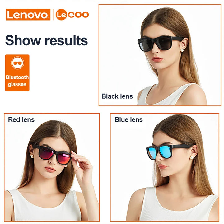 New Original Lenovo Lecoo C8 Smart Glasses Headset Wireless Bluetooth Sunglasses Outdoor Sport Earphone HD Mic Calling Headphone - Total Trends Fusion