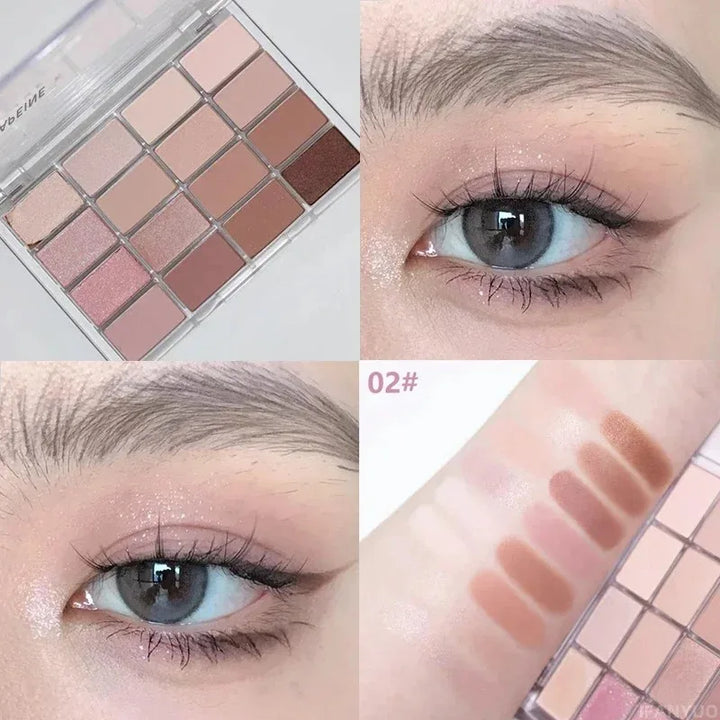 Low Saturation Eyeshadow Palette – Matte & Waterproof | Brown & Pink | Korean Cosmetics