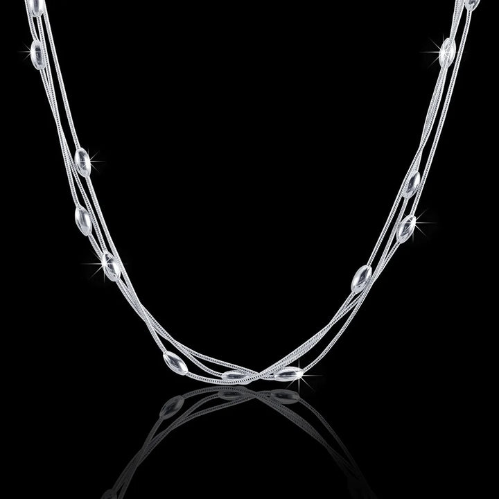925 Sterling Silver Charms Beads Necklace for Women – Luxury Fashion Jewelry