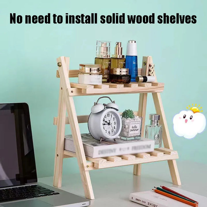 Office minimalist desktop storage rack dormitory desk storage and organization rack double-layer wooden table top storage rack