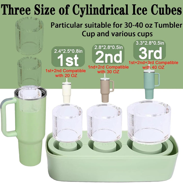 Silicone Ice Molds for Stanley Cup 20-40 Oz Ice Tray Water Bottles Ice Grid Quick Freeze with Lid Making Mold Cube Tray BPA