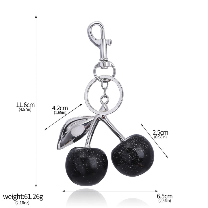 Delicious Crystal Red Pink Cherry Keychain Summer Fruits Cherries Pendant Keyring For Women Men Jewelry Bag Key Accessories Gift
