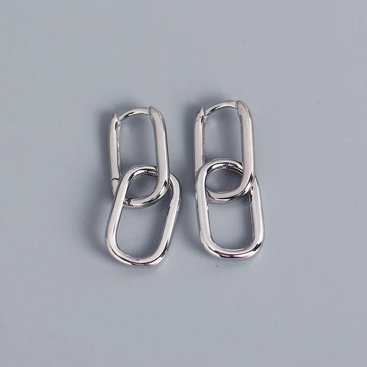 Retro Double Loop Design Drop Earrings Gold Color Geometric Round Hoop Earrings for Women Girls Punk Hip Hop Fashion Jewelry - Total Trends Fusion