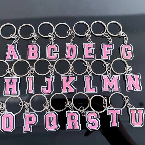 1pcs Cute Cartoon Pink Keychains Boys Girls A-Z Keyrings Kids Alphabet Key Chains Letter Key Rings For Birthday Gifts - Total Trends Fusion