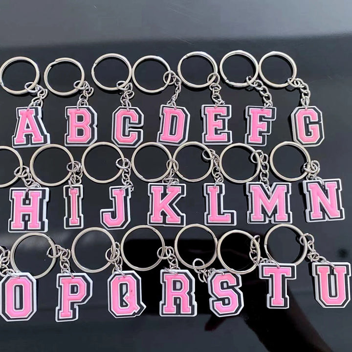 1pcs Cute Cartoon Pink Keychains Boys Girls A-Z Keyrings Kids Alphabet Key Chains Letter Key Rings For Birthday Gifts - Total Trends Fusion